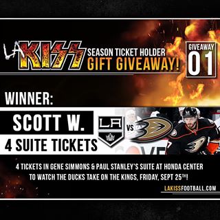 Congrats to our first #LAKISS gift giveaway winner, Scott W! Be eligible to win future prizes by purchasing 2016 season tickets Â» 714-462-KISS
