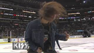 The LA KISS Hair Guitar Contest at Staples Center in Los Angeles, CA